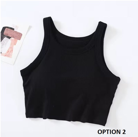 New Camisole with Padded Bust Solid Color Crop Undershirts Base Layer Tank TOP CODE: KAR3562