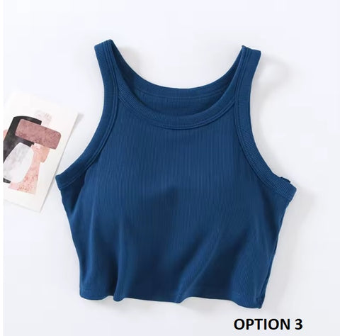 New Camisole with Padded Bust Solid Color Crop Undershirts Base Layer Tank TOP CODE: KAR3562