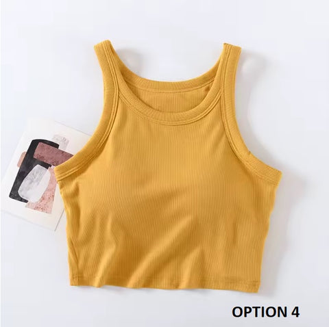 New Camisole with Padded Bust Solid Color Crop Undershirts Base Layer Tank TOP CODE: KAR3562