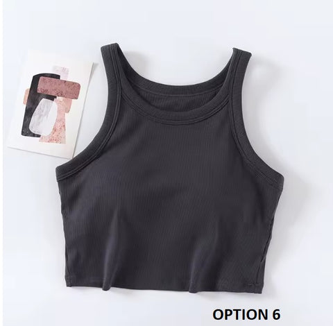 New Camisole with Padded Bust Solid Color Crop Undershirts Base Layer Tank TOP CODE: KAR3562