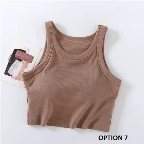 New Camisole with Padded Bust Solid Color Crop Undershirts Base Layer Tank TOP CODE: KAR3562