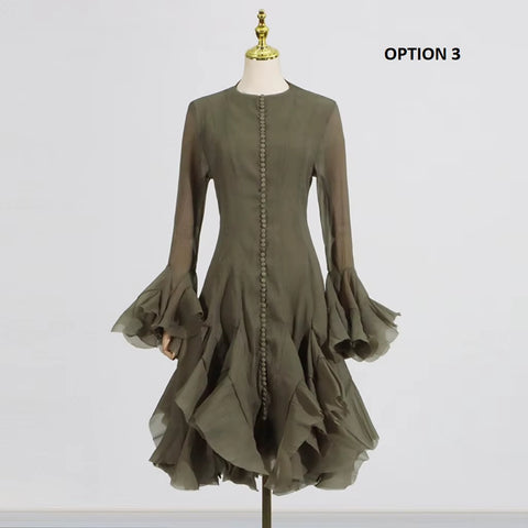 New High-collar Long-sleeved Fashion Mid-length Gown CODE: KAR4050