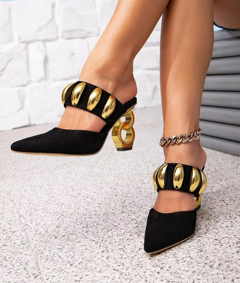 New Pointed-toe with Gold Metal Heels CODE: KAR4022