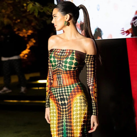 New Sexy Tie Dye Print Long Sleeve Backless Party Streetwear Maxi Dress CODE: KAR3950