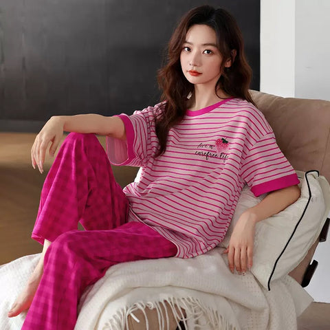 New padded bra, short-sleeved pants, modal cool pajamas suit CODE: READY1755