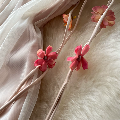 Sexy Flower Mesh Three-dimensional Spliced Slip Long Dress CODE: KAR3772