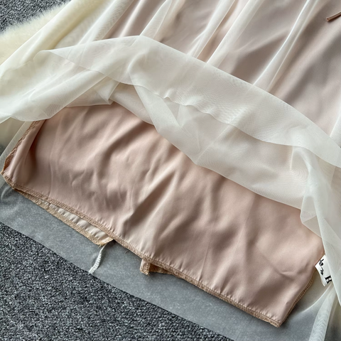 Sexy Flower Mesh Three-dimensional Spliced Slip Long Dress CODE: KAR3772