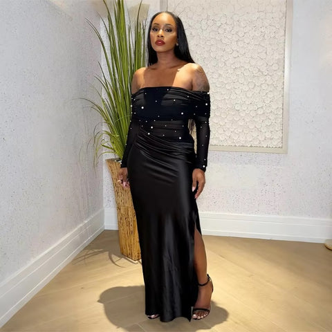 New Sexy Strapless Side Slit Design Long Dress CODE: KAR4604