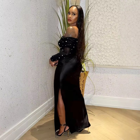 New Sexy Strapless Side Slit Design Long Dress CODE: KAR4604