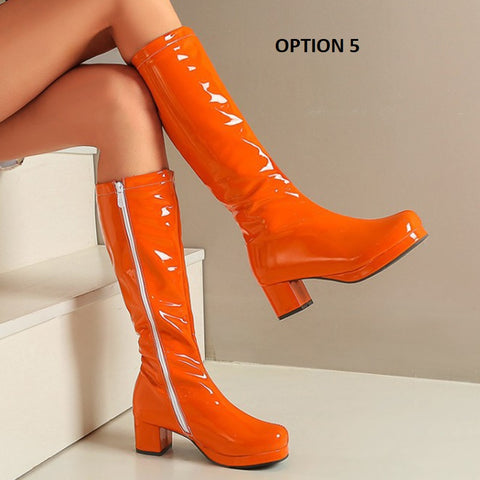 thick heel long with zipper high boot SIZE: 35 CODE: READY1108