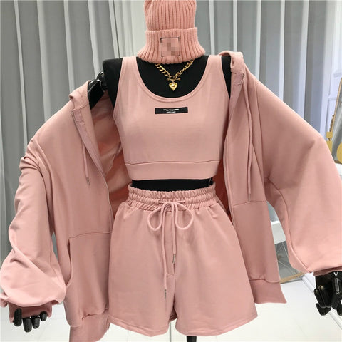 Autumn Fashion Casual Sweatshirt Shorts Three Pieces Set CODE: KAR1233