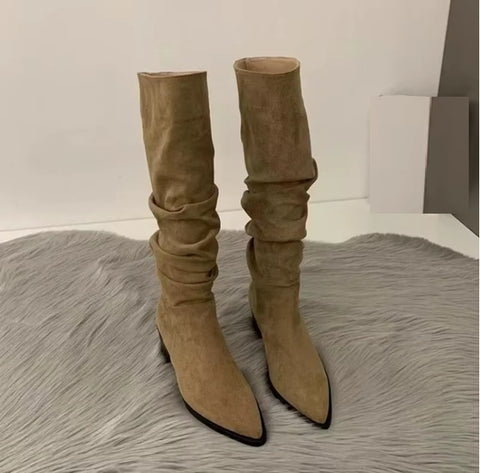 New Knee High Low Heel Round Toe Boots SIZE:37 CODE: READY1610