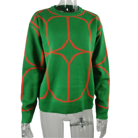 O-Neck Line Pattern Knitted Loose Sweater CODE: READY1415