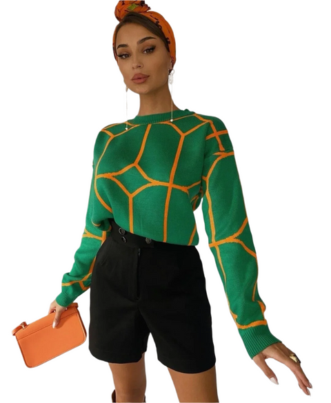 O-Neck Line Pattern Knitted Loose Sweater CODE: READY1415