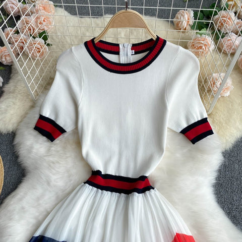 Summer Casual Fashion Patchwork Short Sleeve Midi dress CODE: KAR1944