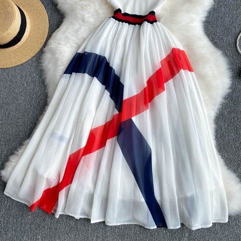 Summer Casual Fashion Patchwork Short Sleeve Midi dress CODE: KAR1944