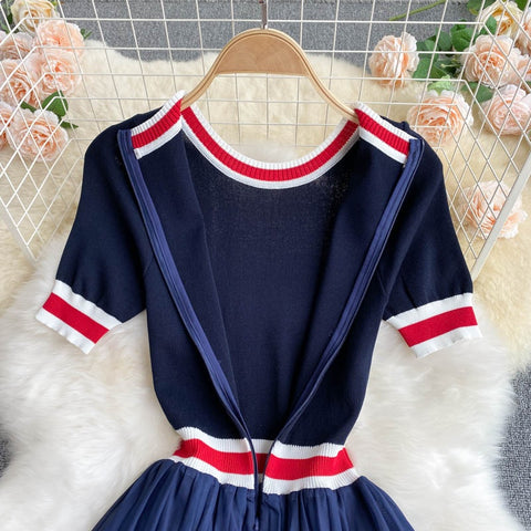 Summer Casual Fashion Patchwork Short Sleeve Midi dress CODE: KAR1944