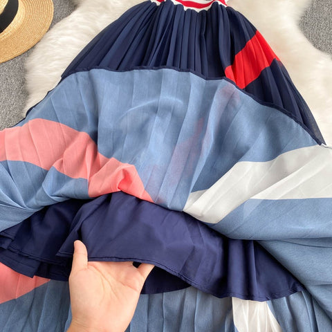 Summer Casual Fashion Patchwork Short Sleeve Midi dress CODE: KAR1944
