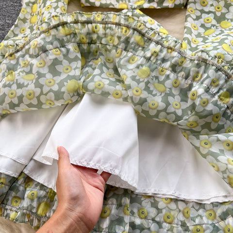 Summer Floral Print Sexy Backless Puff Sleeve Dress CODE: KAR1945