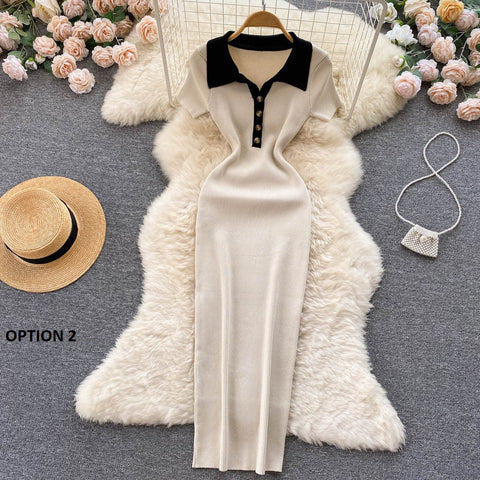 Sexy Elegant V Neck Turn Down Collar Slim Wrap Pencil Bodycon Midi Dress CODE: KAR1948