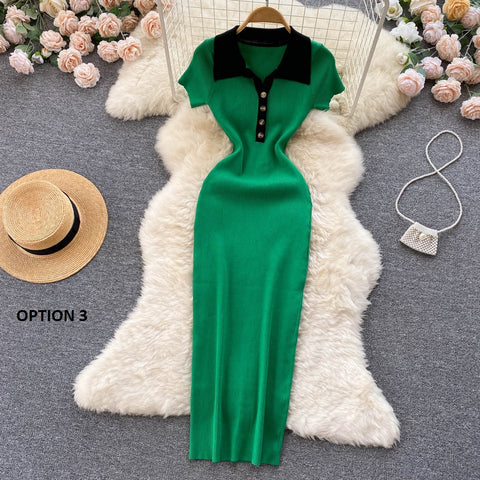 Sexy Elegant V Neck Turn Down Collar Slim Wrap Pencil Bodycon Midi Dress CODE: KAR1948