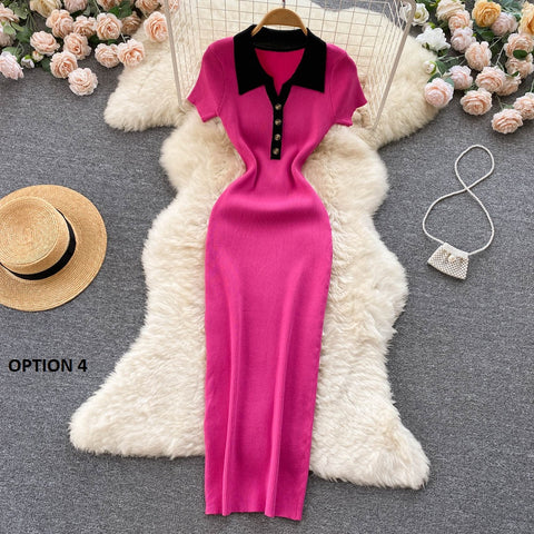 Sexy Elegant V Neck Turn Down Collar Slim Wrap Pencil Bodycon Midi Dress CODE: KAR1948