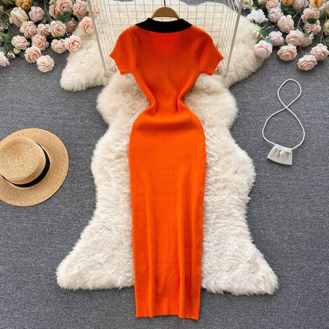 Sexy Elegant V Neck Turn Down Collar Slim Wrap Pencil Bodycon Midi Dress CODE: KAR1948
