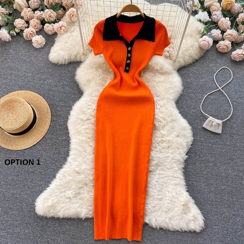 Sexy Elegant V Neck Turn Down Collar Slim Wrap Pencil Bodycon Midi Dress CODE: KAR1948