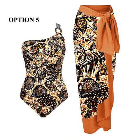 Summer Retro Ruffle Swimsuit & Skirt Asymmetrical Holiday Beach Dress CODE: KAR1954