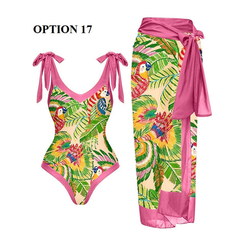 Summer Retro Ruffle Swimsuit & Skirt Asymmetrical Holiday Beach Dress CODE: KAR1954