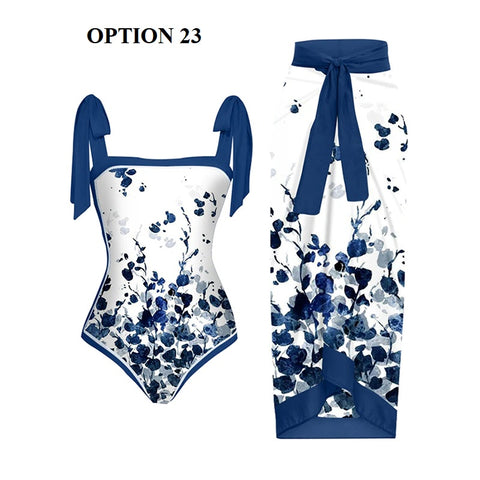 Summer Retro Ruffle Swimsuit & Skirt Asymmetrical Holiday Beach Dress CODE: KAR1954