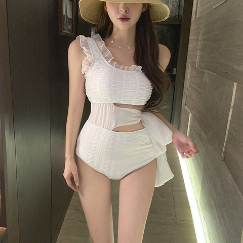 New Conjoined Triangle Slim Conservative Size Chest Gathered Hot Swimsuit CODE: KAR1955