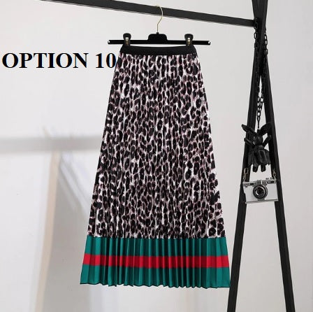 Summer New Print Pattern Elastic High Waist Pleated Skirts CODE: KAR1956