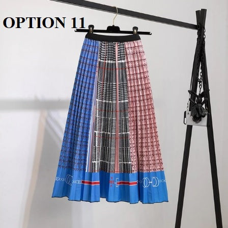 Summer New Print Pattern Elastic High Waist Pleated Skirts CODE: KAR1956