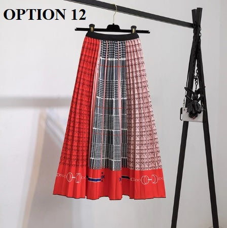 Summer New Print Pattern Elastic High Waist Pleated Skirts CODE: KAR1956