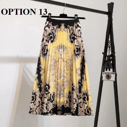 Summer New Print Pattern Elastic High Waist Pleated Skirts CODE: KAR1956