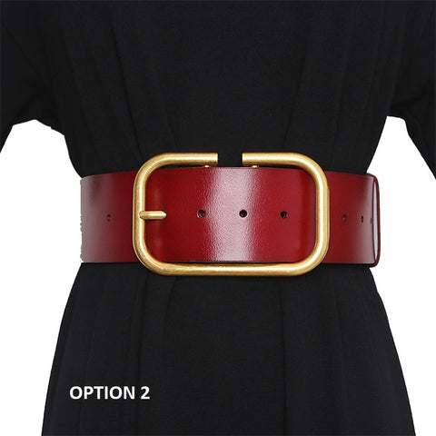 New Gold Square Buckle Pin Buckle Wide Belt CODE: KAR1969
