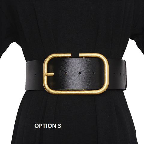 New Gold Square Buckle Pin Buckle Wide Belt CODE: KAR1969