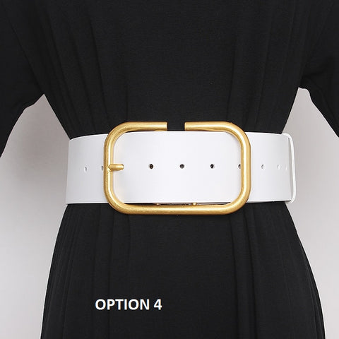New Gold Square Buckle Pin Buckle Wide Belt CODE: KAR1969