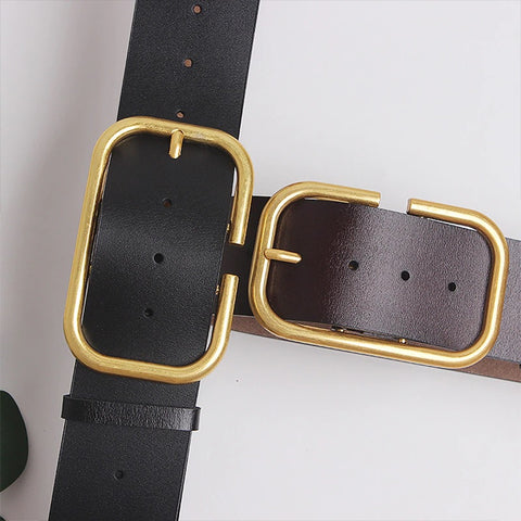 New Gold Square Buckle Pin Buckle Wide Belt CODE: KAR1969