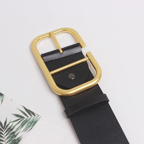 New Gold Square Buckle Pin Buckle Wide Belt CODE: KAR1969