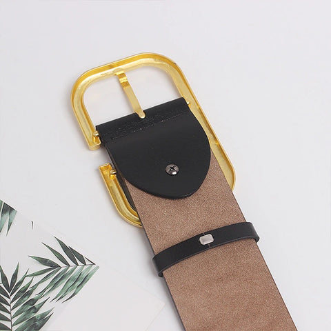 New Gold Square Buckle Pin Buckle Wide Belt CODE: KAR1969