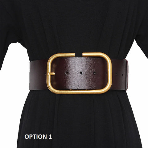 New Gold Square Buckle Pin Buckle Wide Belt CODE: KAR1969