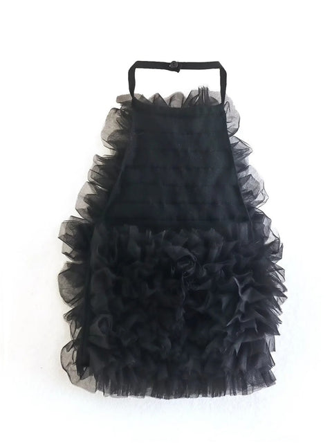 Sexy Off Shoulder Backless Black Mesh Halter Crop Top CODE: KAR1970