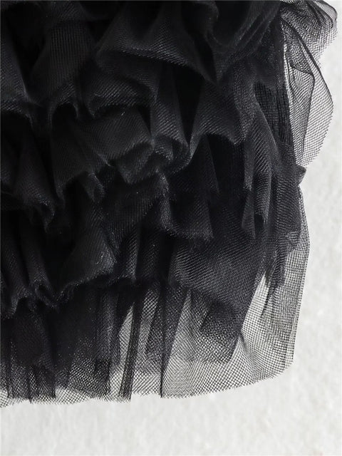 Sexy Off Shoulder Backless Black Mesh Halter Crop Top CODE: KAR1970