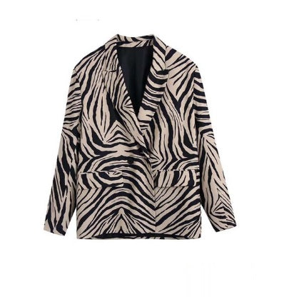 New Fashion Casual Zebra print Blazer Coat and Loose Pant Two Piece Set CODE: KAR1973
