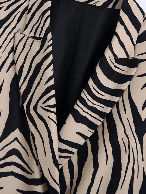 New Fashion Casual Zebra print Blazer Coat and Loose Pant Two Piece Set CODE: KAR1973