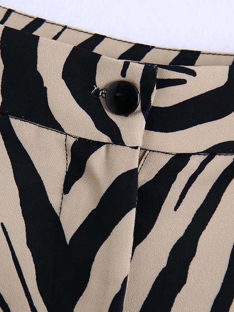 New Fashion Casual Zebra print Blazer Coat and Loose Pant Two Piece Set CODE: KAR1973