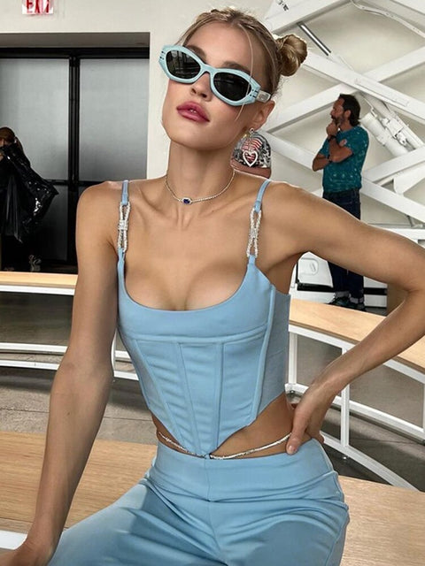 Sexy Off Shoulder Sleeveless Coreset Tank Top CODE: KAR1975
