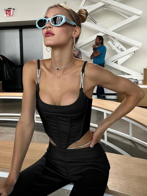 Sexy Off Shoulder Sleeveless Coreset Tank Top CODE: KAR1975